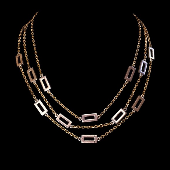 Vintage Napier Two Tone 3 Strand Chain Necklace - Picture 1 of 8